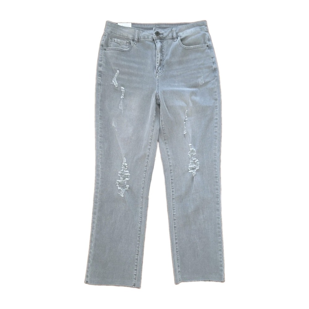 NWT Grace And Lace Mel's Favorite Cropped Denim Jeans Distressed Gray Size‎ 10